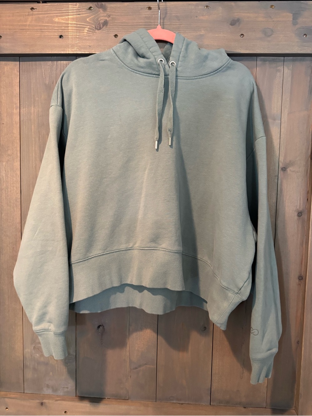 Calia Teal Green Cropped Hooded Sweatshirt